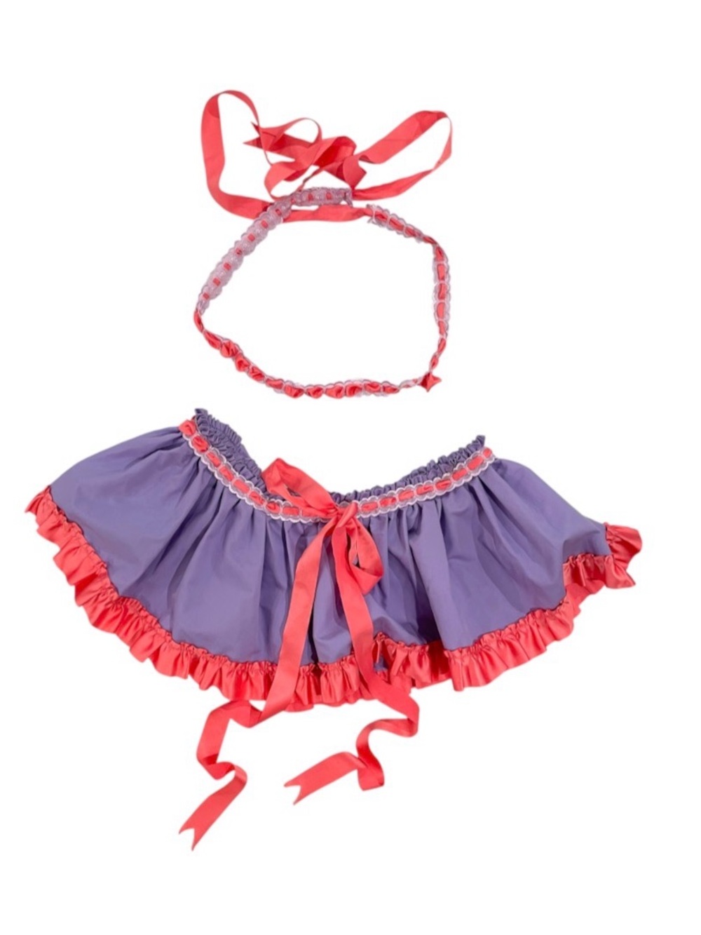 Purple and Pink Ruffle Tutu Skirt with Headband Tie